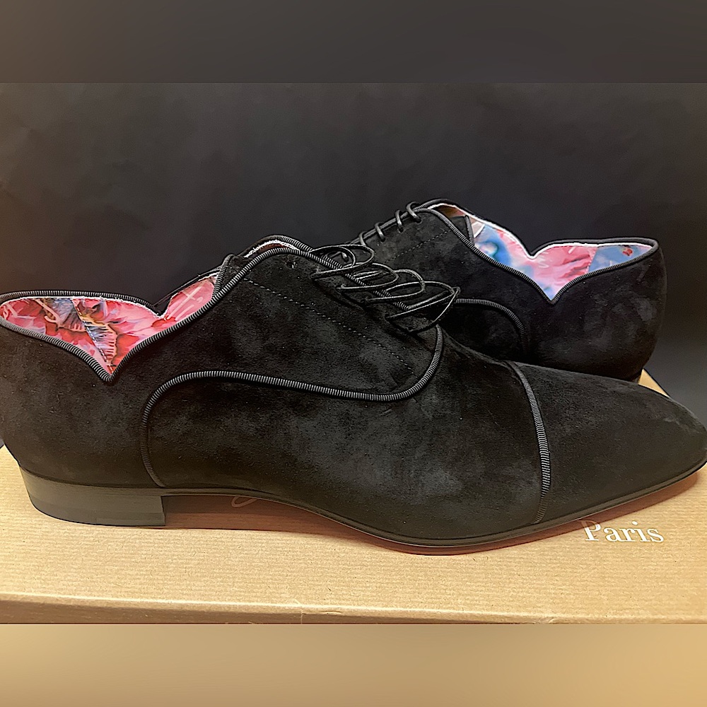 BNIB Christian Louboutin Mens Greggy velour/velvet formal shoe. Size 44.5